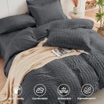 Queen Seersucker Comforter Set - 7 Pieces, Dark Grey