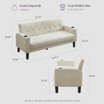 Mid-Century Modern Loveseat with USB and Cupholders