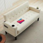 Mid-Century Modern Loveseat with USB and Cupholders