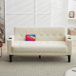 Mid-Century Modern Loveseat with USB and Cupholders