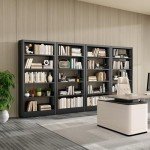 Adjustable 5-Tier Metal Bookcase with Book Stopper