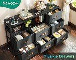7-Drawer Dresser with Charging Station - Dark Grey