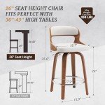 Mid Century 26" Counter Height Bar Stool Set