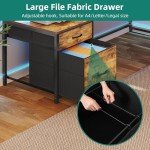 L Shaped Reversible Desk with Drawers & LED Lights