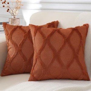 Rust Faux Fur Throw Pillow Covers - Set of 2