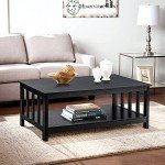 ChooChoo Black Wood Coffee Table with Shelf