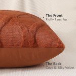Rust Faux Fur Throw Pillow Covers - Set of 2