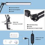 Adjustable LED Desk Lamp with Clamp and Swing Arm