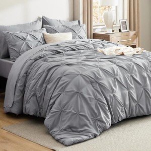 Grey Queen Comforter Set with 7 Pieces