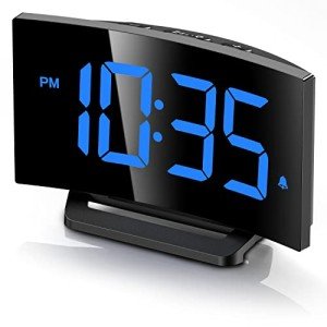 Modern Digital Alarm Clock with Blue LED Display
