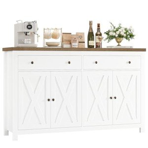 White Buffet Sideboard Cabinet with Storage Drawers