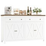 White Buffet Sideboard Cabinet with Storage Drawers