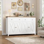 White Buffet Sideboard Cabinet with Storage Drawers