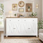 White Buffet Sideboard Cabinet with Storage Drawers
