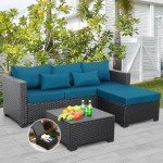 Peacock Blue 3-Piece Wicker Patio Furniture Set