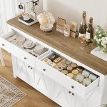 White Buffet Sideboard Cabinet with Storage Drawers