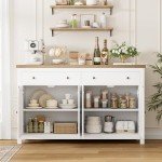 White Buffet Sideboard Cabinet with Storage Drawers