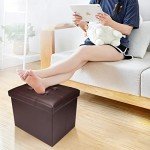Brown Folding Storage Ottoman with Foam Seat
