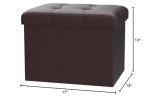 Brown Folding Storage Ottoman with Foam Seat
