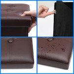 Brown Folding Storage Ottoman with Foam Seat