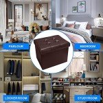 Brown Folding Storage Ottoman with Foam Seat