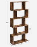 VASAGLE 5-Tier Rustic Brown Bookcase & Room Divider