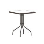 Barker 23.5'' Square Glass Metal Table, Bronze