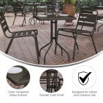 Barker 23.5'' Square Glass Metal Table, Bronze
