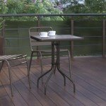 Barker 23.5'' Square Glass Metal Table, Bronze