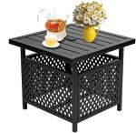 Black Metal Square Bistro Table with Umbrella Hole