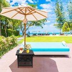 Black Metal Square Bistro Table with Umbrella Hole