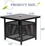 Black Metal Square Bistro Table with Umbrella Hole