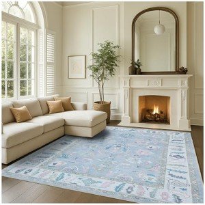 Oversized Lavender Vintage Turkish Oushak Area Rug