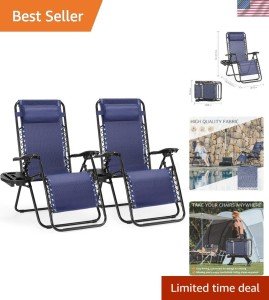 Set of 2 Zero Gravity Recliner Chairs - Blue