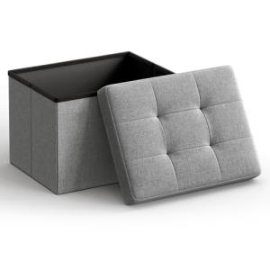 Light Gray Folding Storage Ottoman and Foot Rest