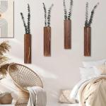 Set of 4 Walnut Wooden Wall Planters