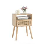 MaxSmeo Modern Rattan Nightstand with Storage