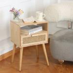 MaxSmeo Modern Rattan Nightstand with Storage
