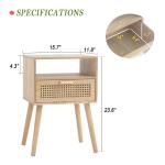 MaxSmeo Modern Rattan Nightstand with Storage