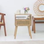 MaxSmeo Modern Rattan Nightstand with Storage
