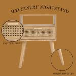 MaxSmeo Modern Rattan Nightstand with Storage