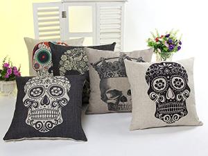 Colorful Skull Throw Pillow Covers - Set of 5