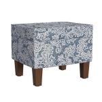 Blue Denim Jacobean Modern Storage Ottoman