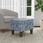 Blue Denim Jacobean Modern Storage Ottoman