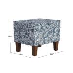 Blue Denim Jacobean Modern Storage Ottoman