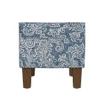 Blue Denim Jacobean Modern Storage Ottoman