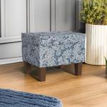 Blue Denim Jacobean Modern Storage Ottoman