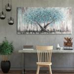 Teal Blue Tree of Life Canvas Wall Art