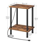 Rustic Brown Side Table Set with Charging Station