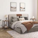 Rustic Brown Side Table Set with Charging Station